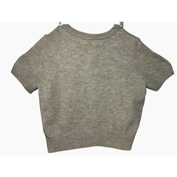 Anthropologie Maeve Short Sleeve Grey Cardigan‎ Gold Buttons  XL Preppy Academia - Picture 3 of 16